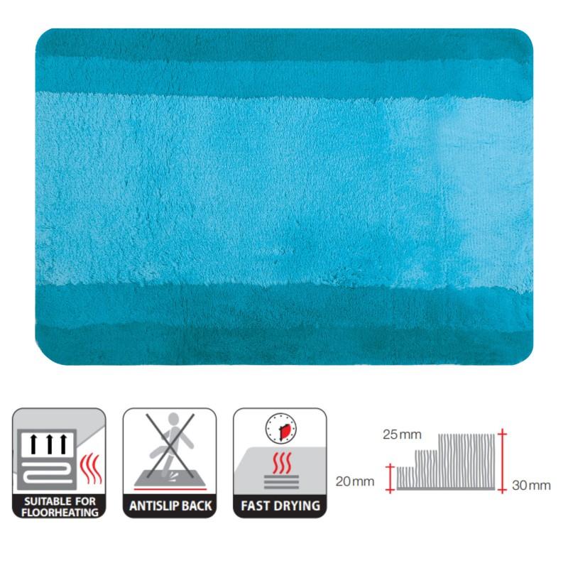 Spirella Tapis De Bain Polyester BALANCE 55x65cm Bleu Turquoise Spirella