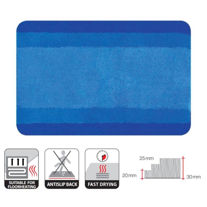 Spirella Tapis De Bain Polyester BALANCE 60x90cm Bleu Spirella