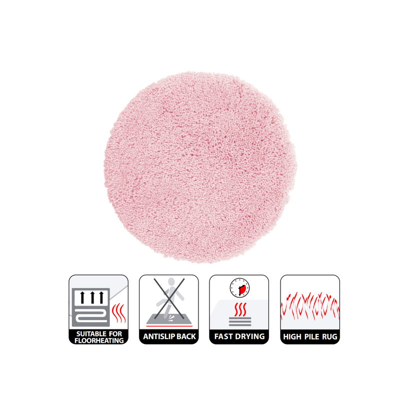Spirella Tapis De Bain Rond Microfibre HIGHLAND Ø60cm Rose Clair Spirella