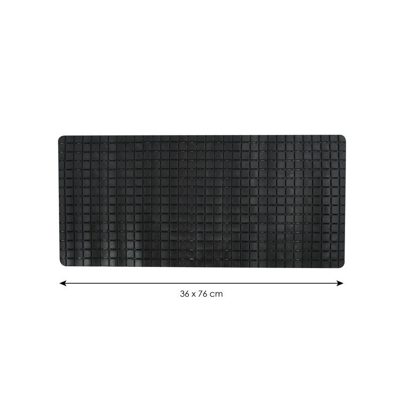 Spirella Tapis Fond De Baignoire Antidérapant Caoutchouc QUADRO 36x76cm Noir MSV