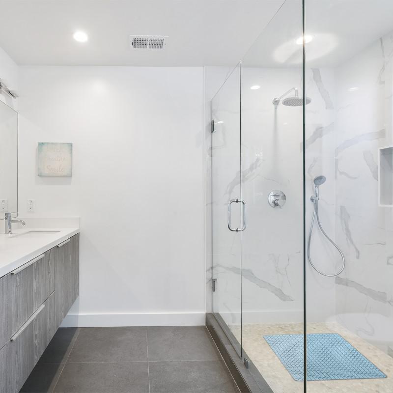 Spirella Tapis Fond De Douche Antidérapant Caoutchouc QUADRO 54x54cm Bleu MSV