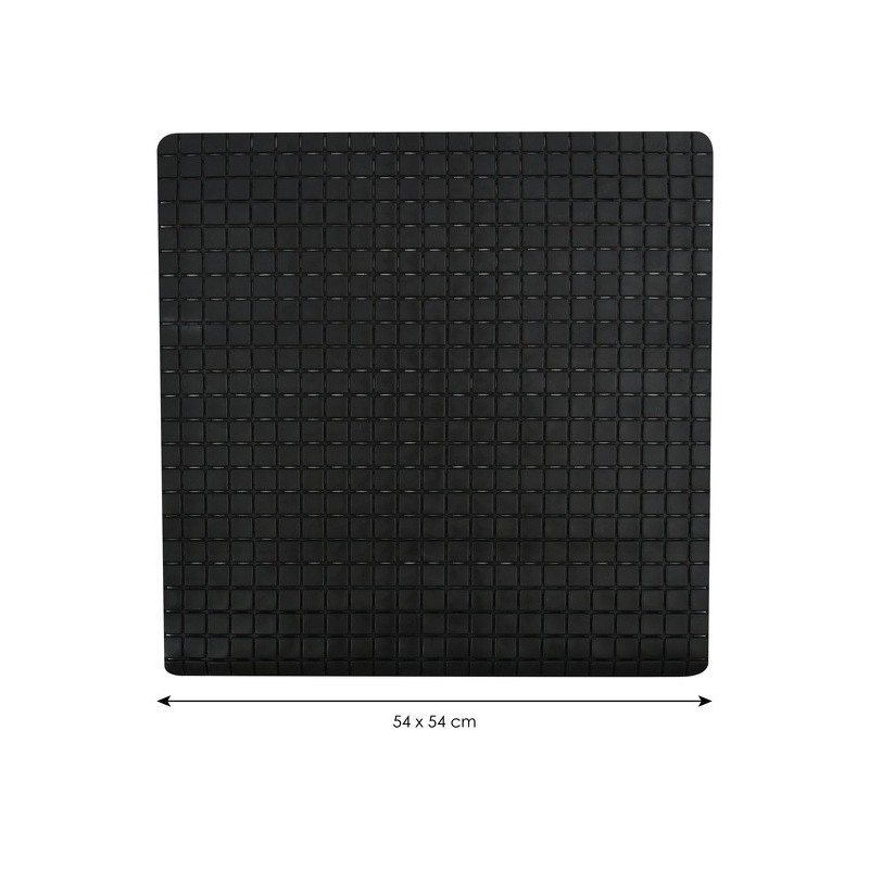 Spirella Tapis Fond De Douche Antidérapant Caoutchouc QUADRO 54x54cm Noir MSV