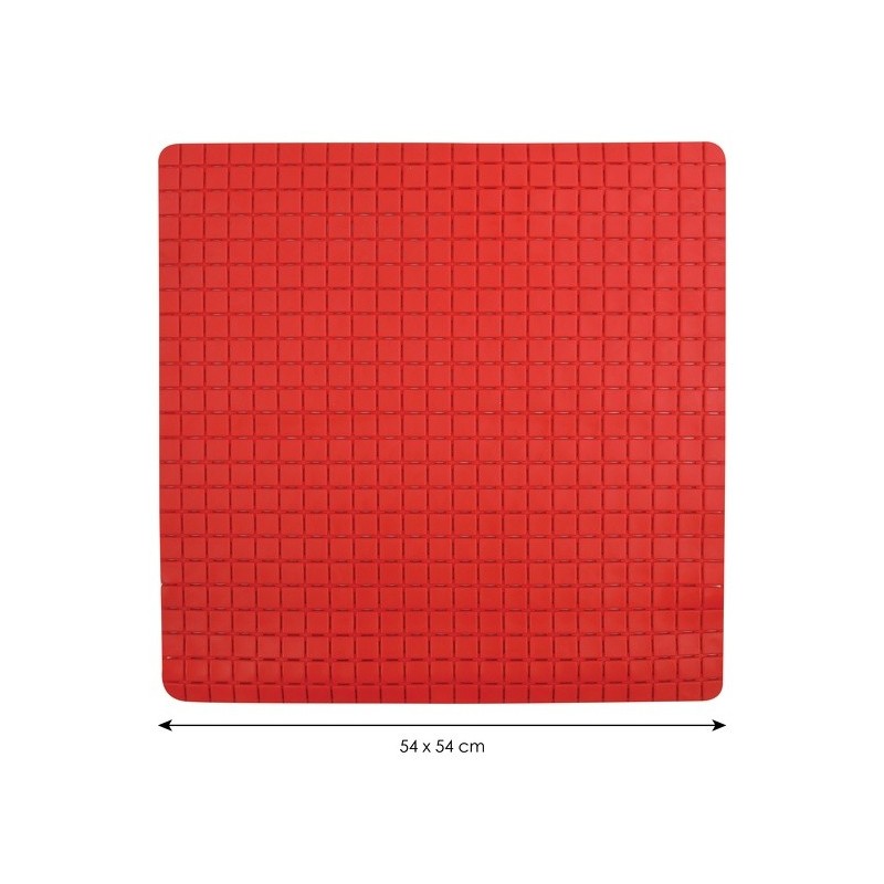 Spirella Tapis Fond De Douche Antidérapant Caoutchouc QUADRO 54x54cm Rouge MSV