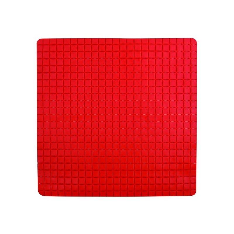 spirella Tapis Fond de douche antidérapant Caoutchouc QUADRO 54x54cm Rouge MSV