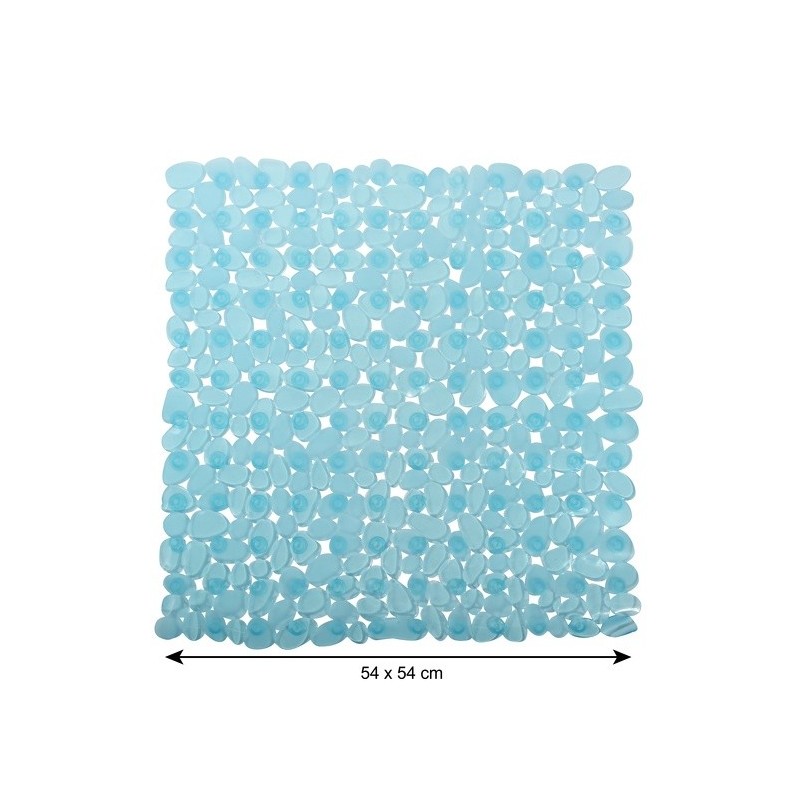 Spirella Tapis Fond De Douche PVC GALETS 53x53cm Bleu Transparent MSV