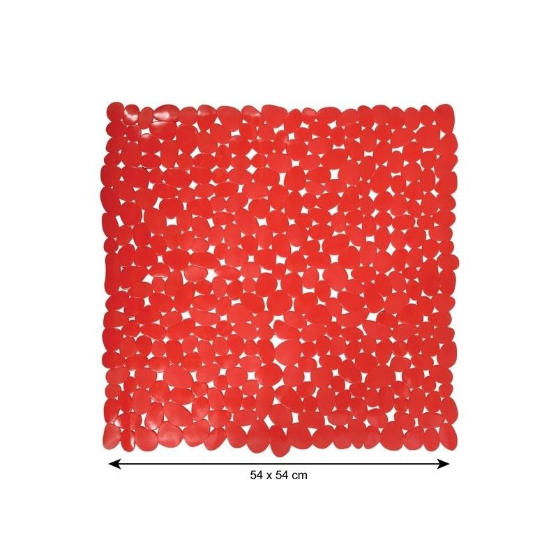 Spirella Tapis Fond De Douche PVC GALETS 53x53cm Rouge MSV