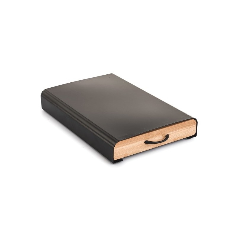 Spirella Tiroir De Rangement Pour Capsules Nespresso Design Industriel Bambou & Acier ELIE Noir Mat MSV