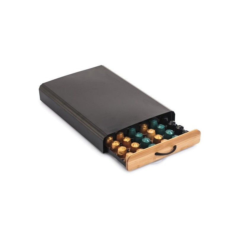 spirella Tiroir de rangement pour capsules Nespresso Design industriel Bambou & Acier ELIE Noir mat MSV