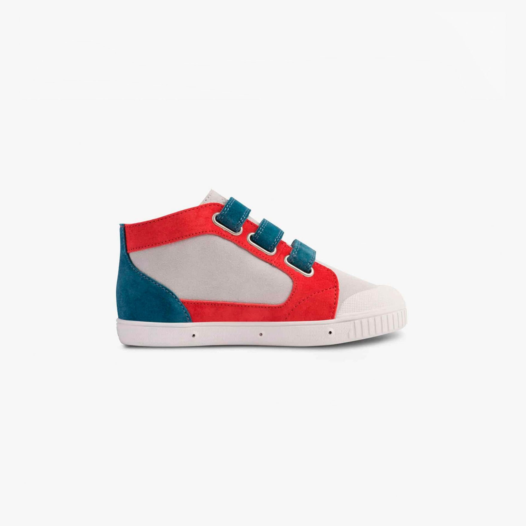 Spring Court Basket En Cuir Enfant - Bleu Gris Rouge