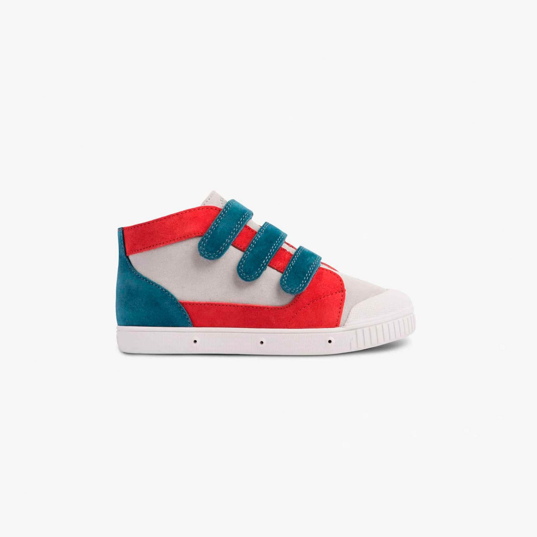 spring court Basket en cuir enfant - bleu gris rouge