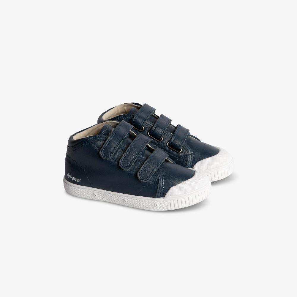Spring Court Basket Enfant En Cuir Bleu Marine