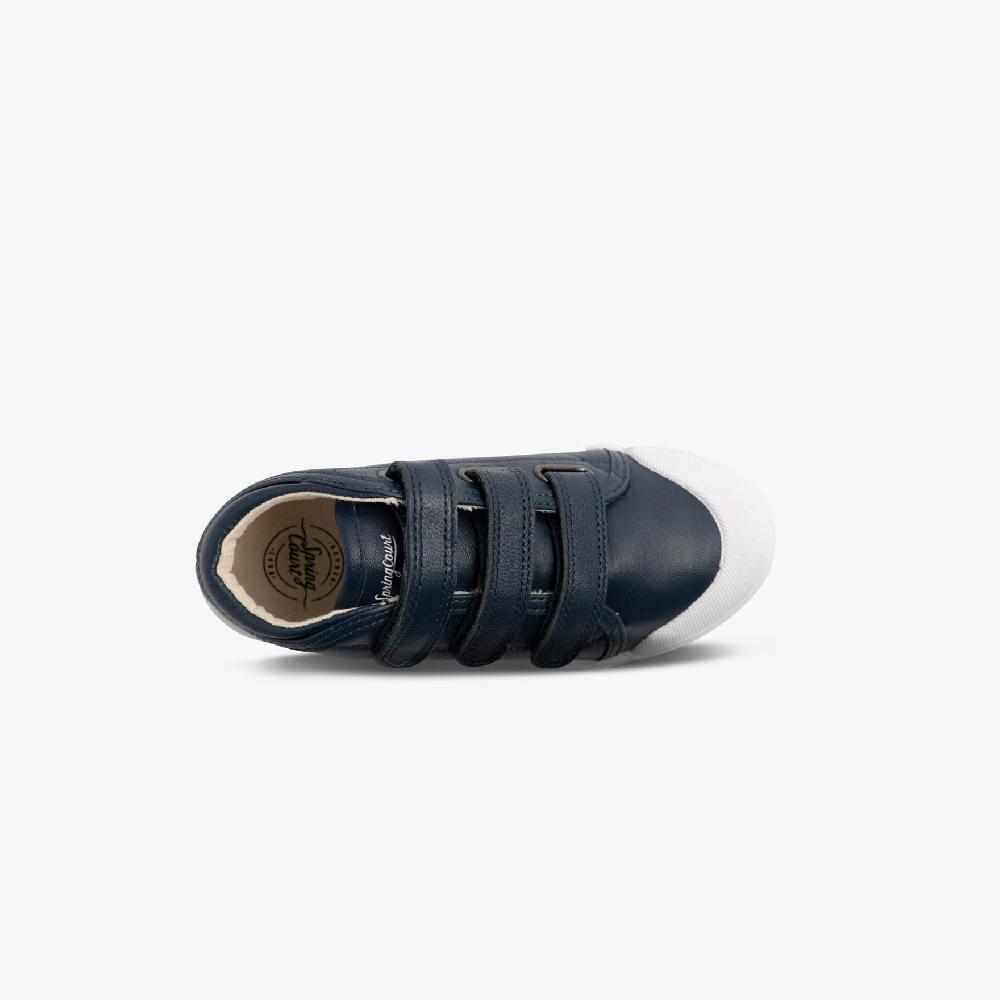 Spring Court Basket Enfant En Cuir Bleu Marine