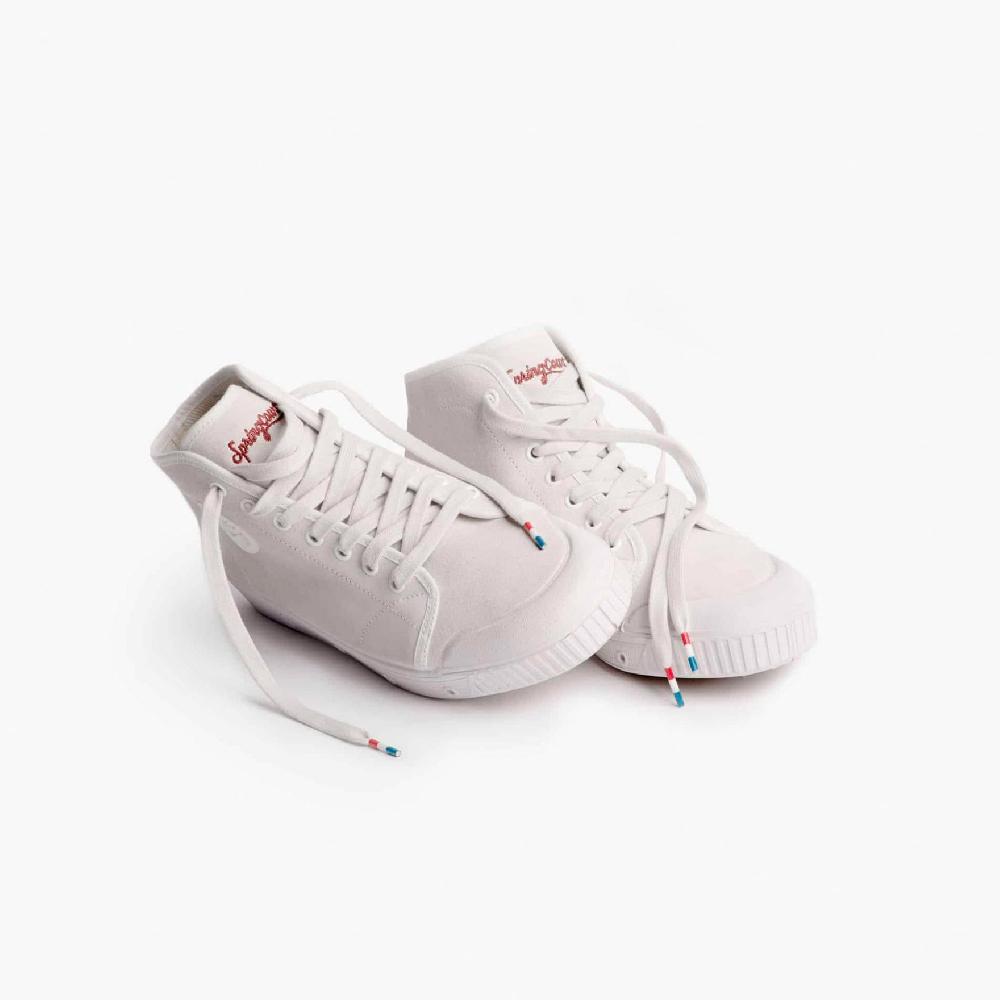 Spring Court Basket Montante Blanche En Cuir Suède