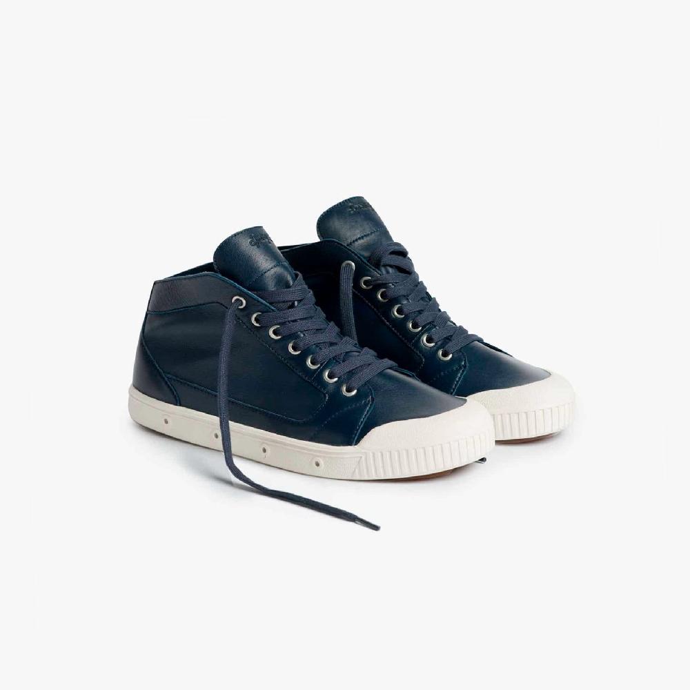 Spring Court Basket Montante En Cuir Bleu Marine