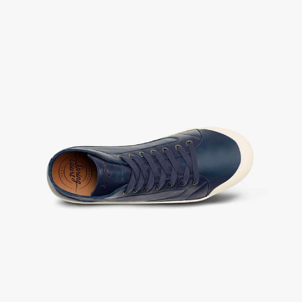 Spring Court Basket Montante En Cuir Bleu Marine