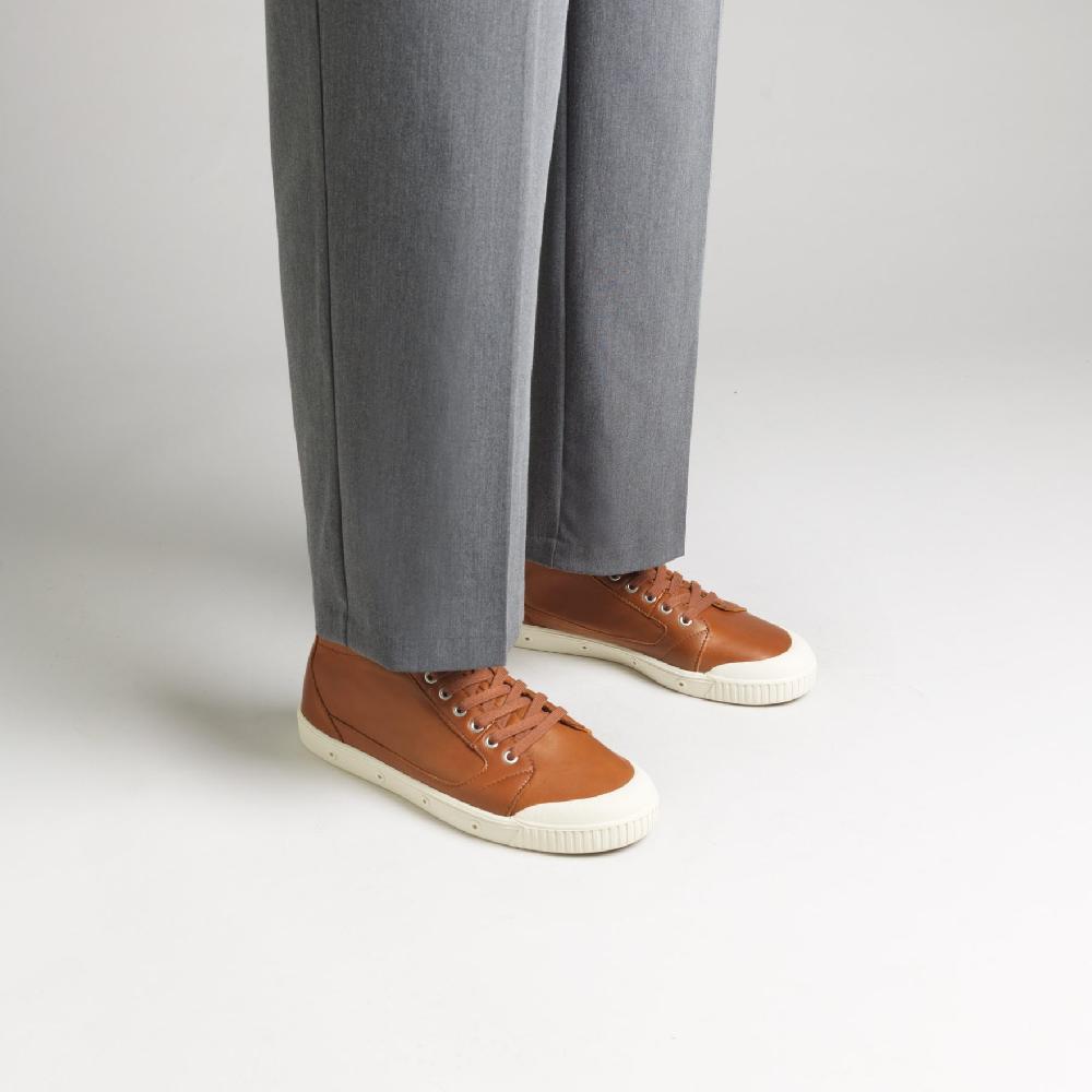 Spring Court Basket Montante En Cuir Camel