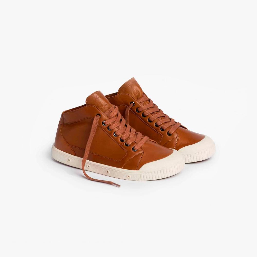 Spring Court Basket Montante En Cuir Camel
