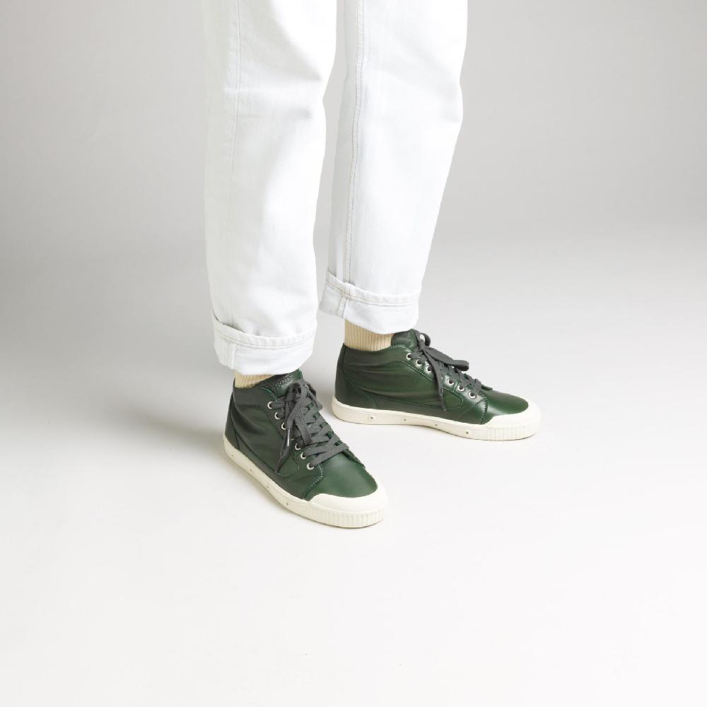 Spring Court Basket Montante En Cuir Kaki