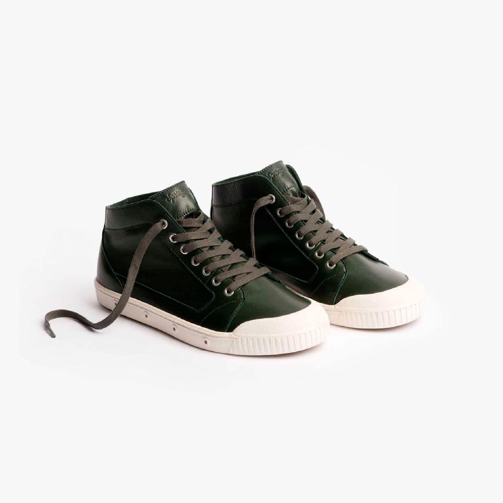 Spring Court Basket Montante En Cuir Kaki