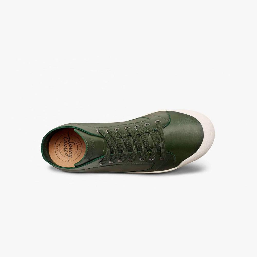 Spring Court Basket Montante En Cuir Kaki