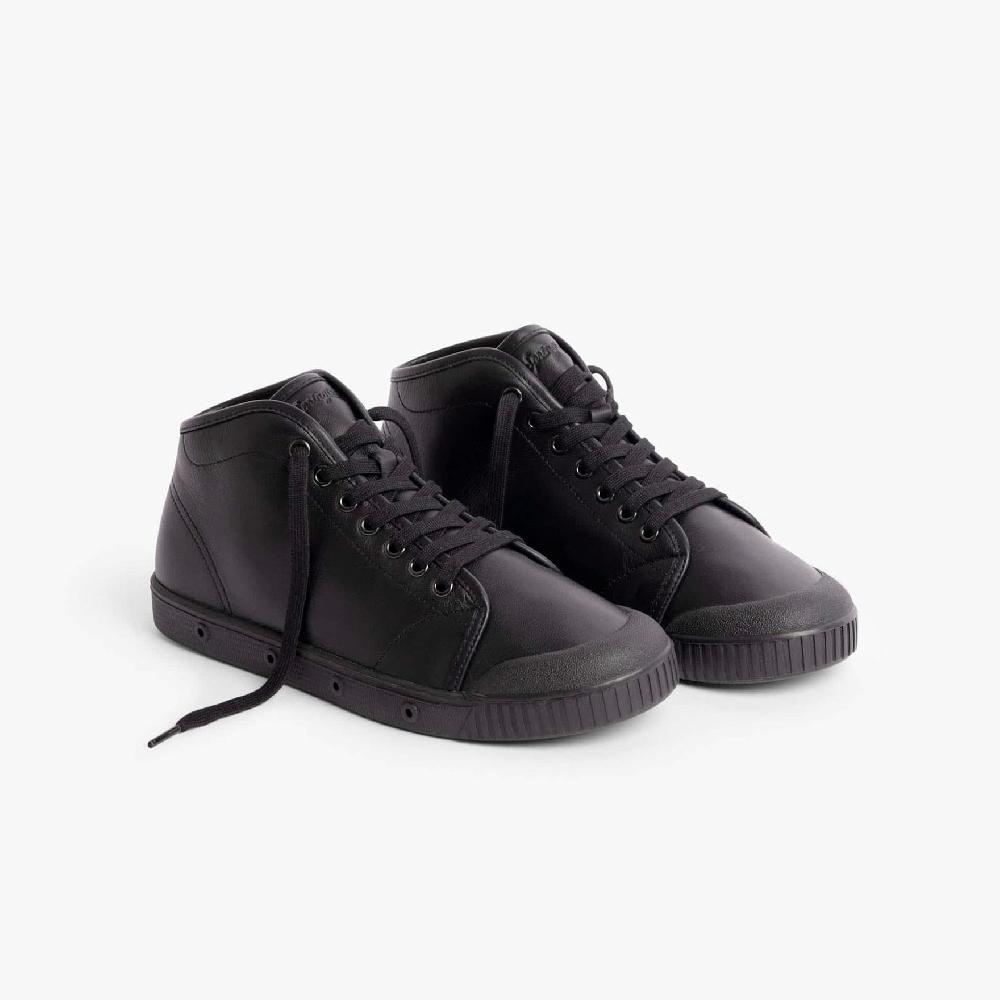 Spring Court Basket Montante En Cuir Noir
