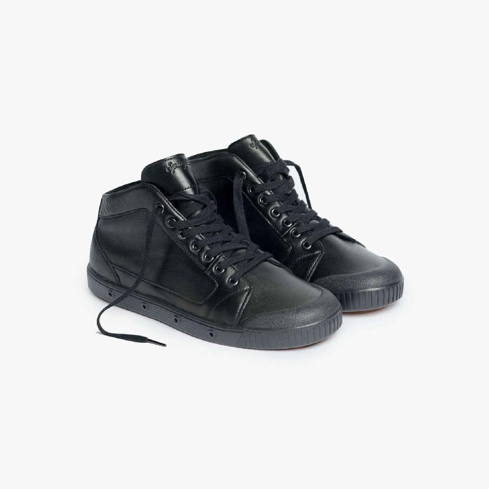 Spring Court Basket Montante En Cuir Noir