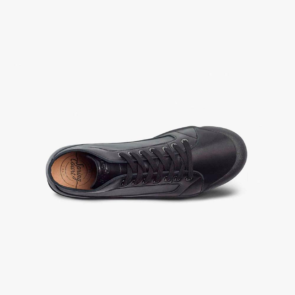 Spring Court Basket Montante En Cuir Noir
