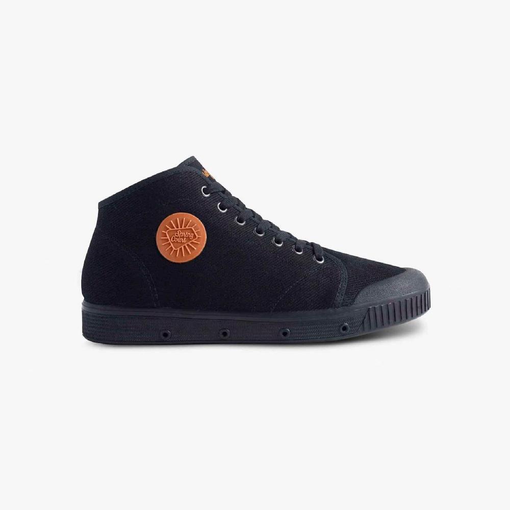 spring court Basket montante noire - sergé de coton