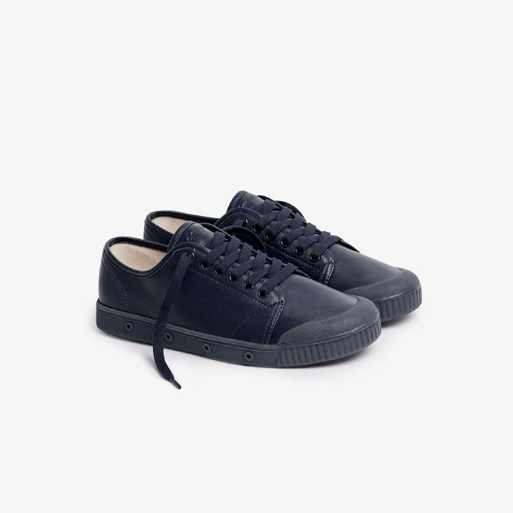 Spring Court Tennis Basse En Cuir Bleu Marine