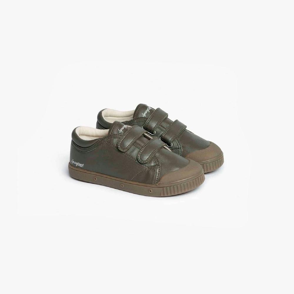 Spring Court Tennis Basse Enfants En Cuir Olive