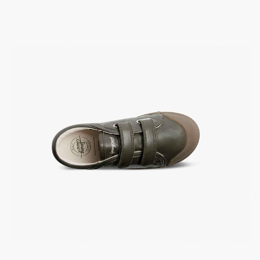 Spring Court Tennis Basse Enfants En Cuir Olive