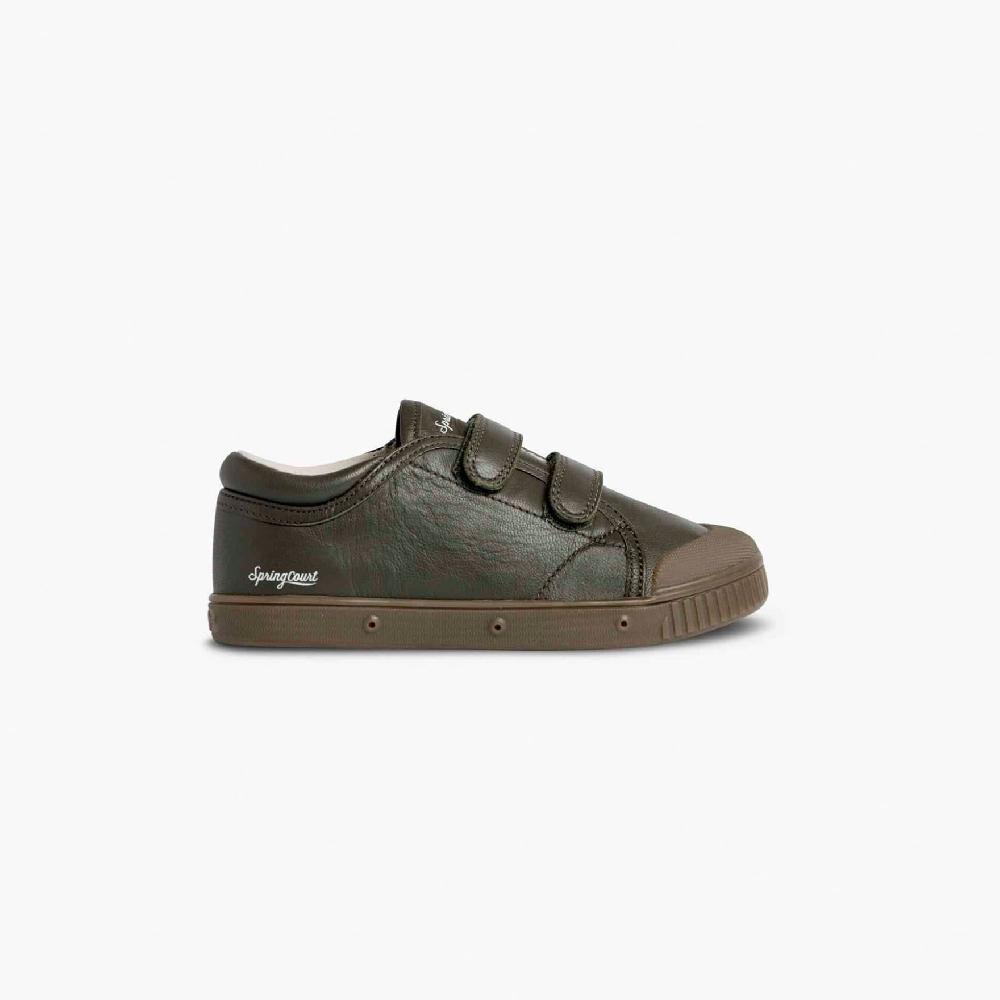 spring court tennis basse enfants en cuir olive