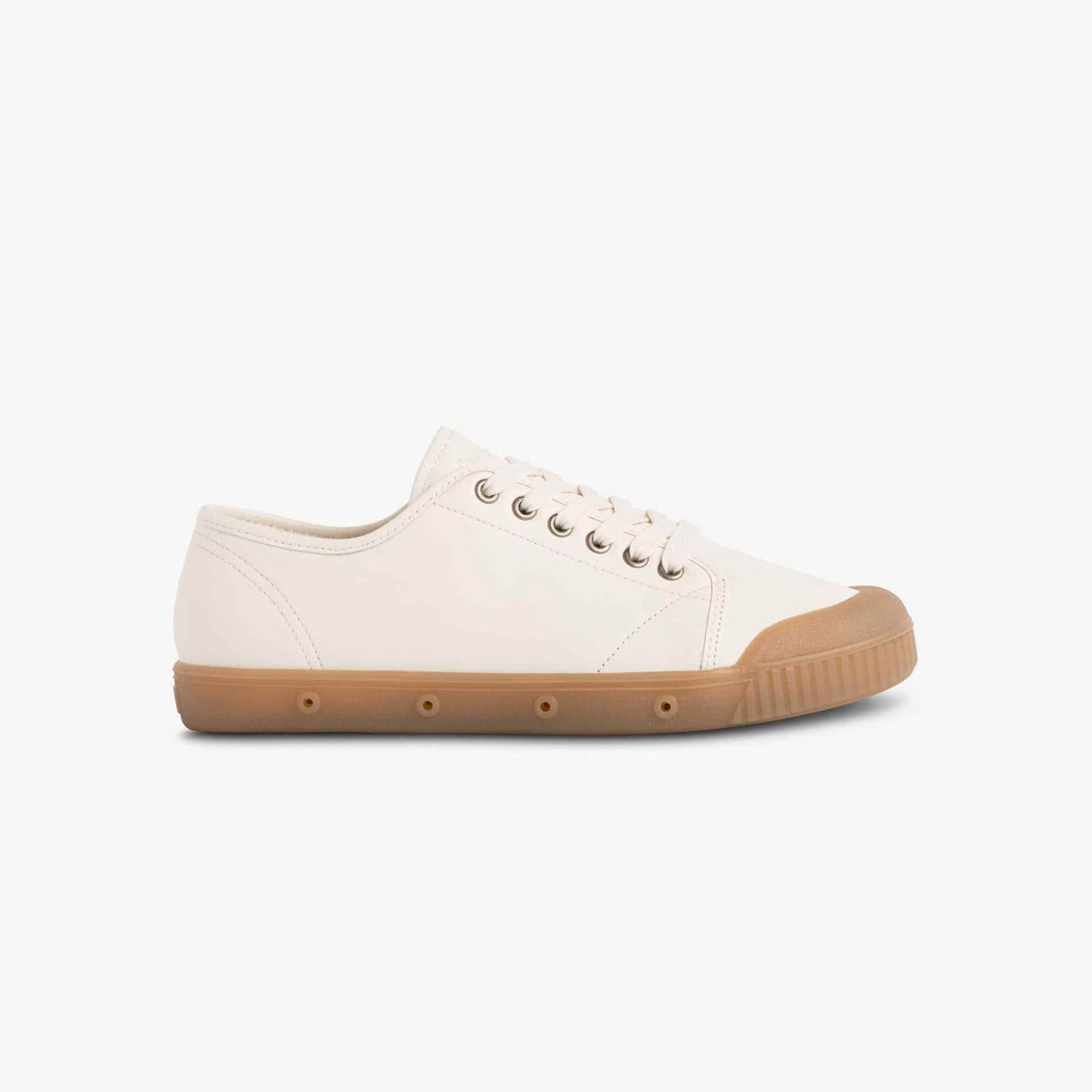 spring court Tennis basse mixte en cuir écru