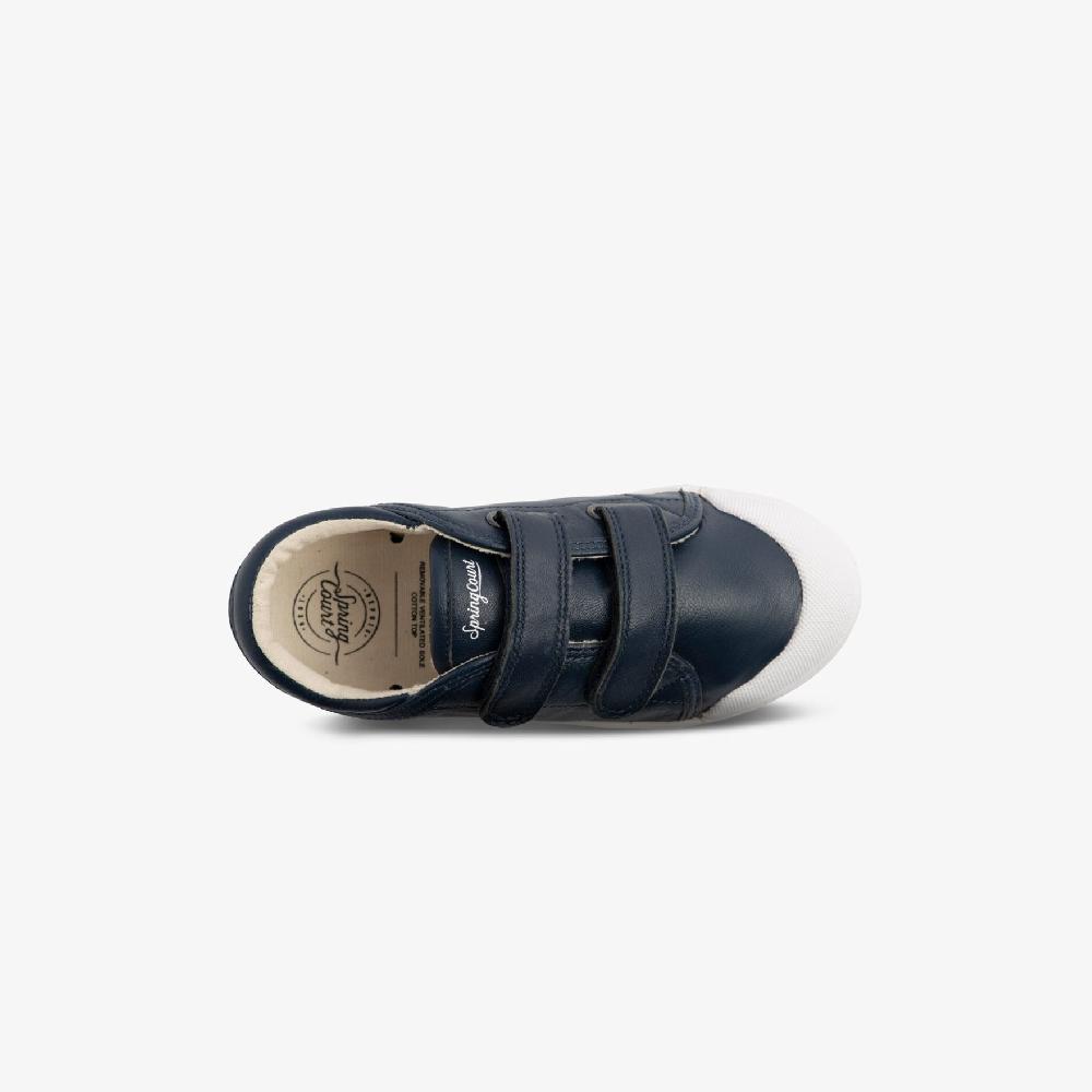 Spring Court Tennis Basse Enfant En Cuir Bleu Marine