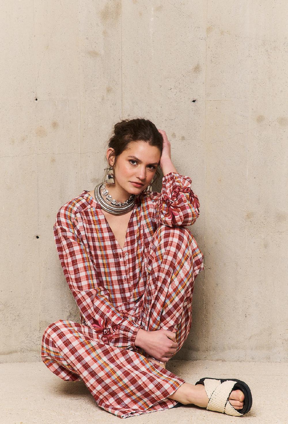 stella forest PETRApantalon pyjama brodé à carreaux