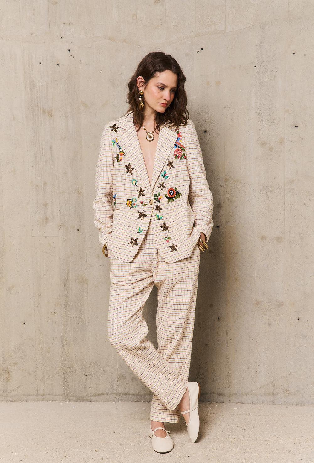 stella forest NOURpantalon jacquard à carreaux