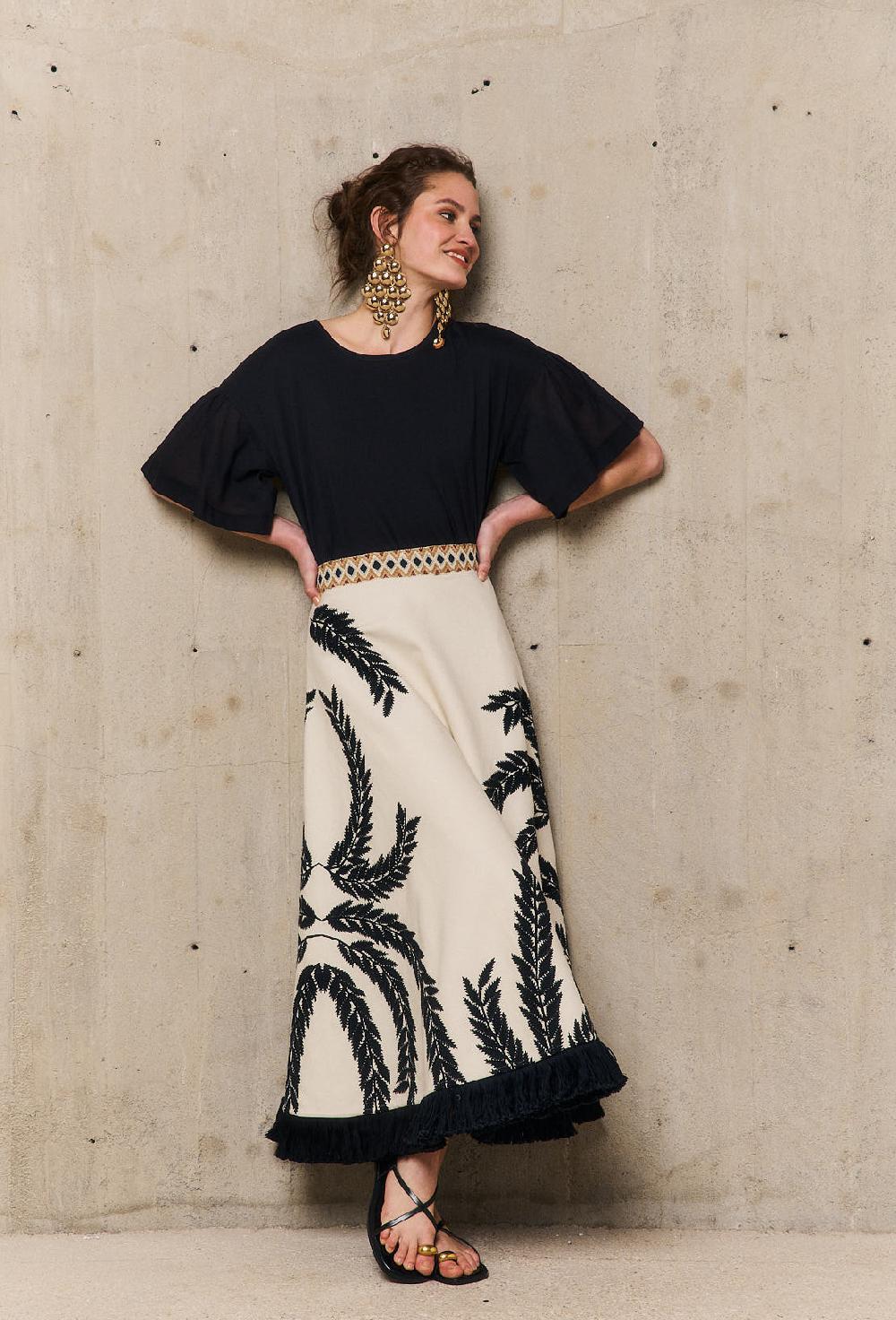 Stella Forest PALMERjupe Midaxi Brodée