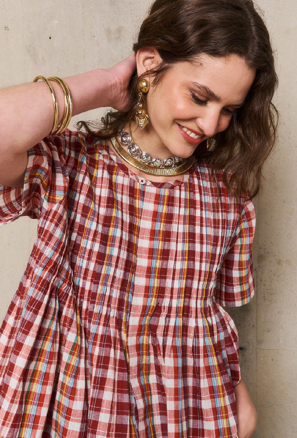 stella forest PETRAchemise carreaux brodée