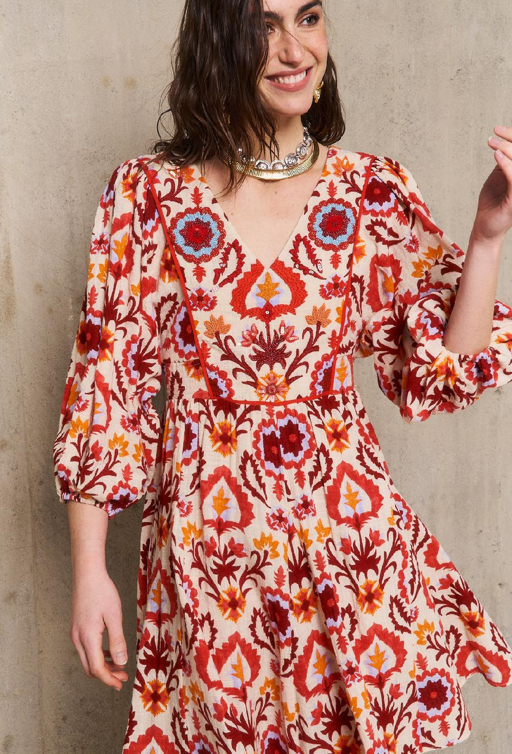 stella forest YUCATANrobe courte imprimée à paillettes