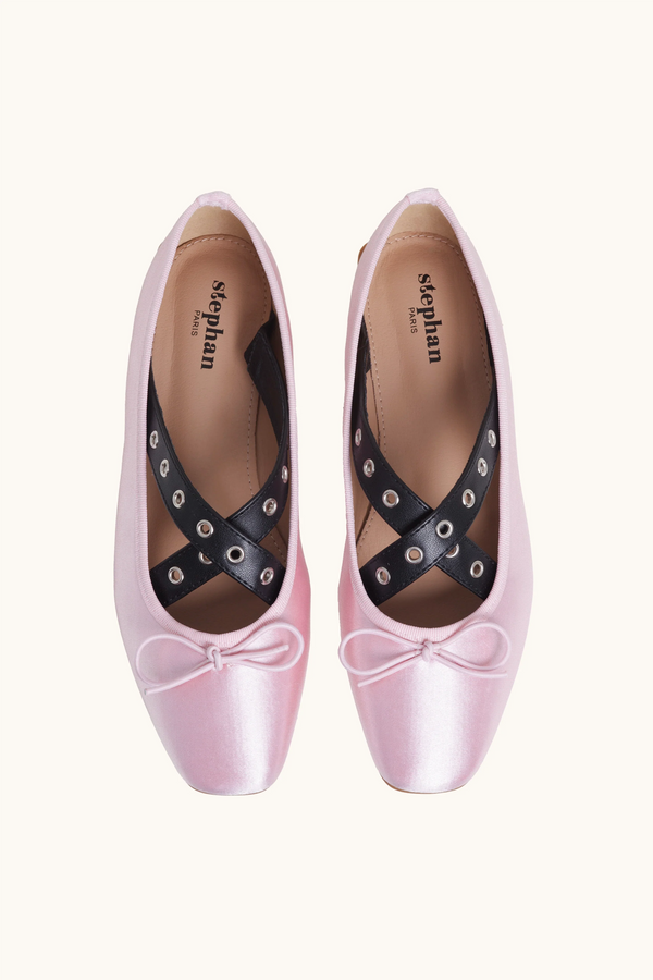 Stephan Ballerines à Brides Croisées Et Détail œillets Rose