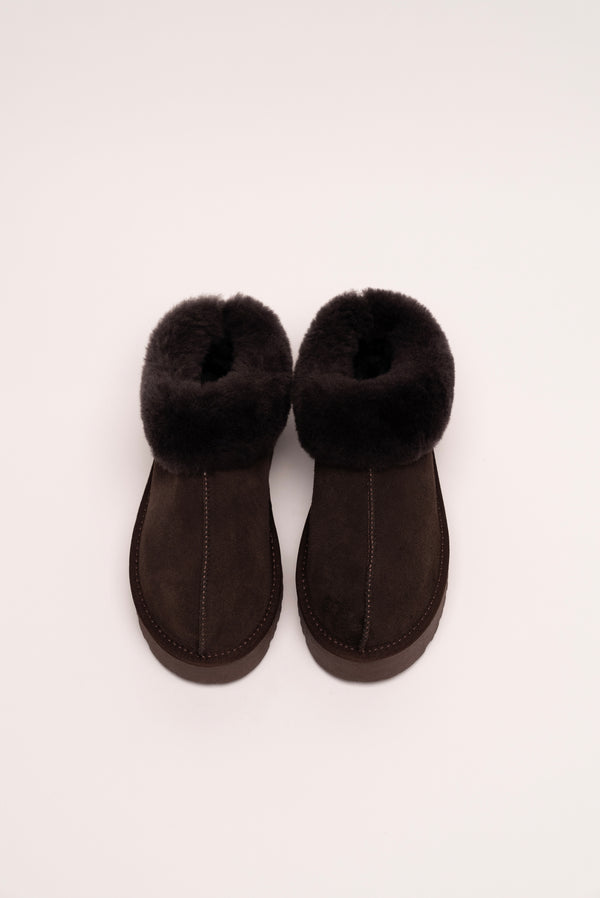 Stephan Bottines Chaussons En Cuir Fourrée En Laine Marron