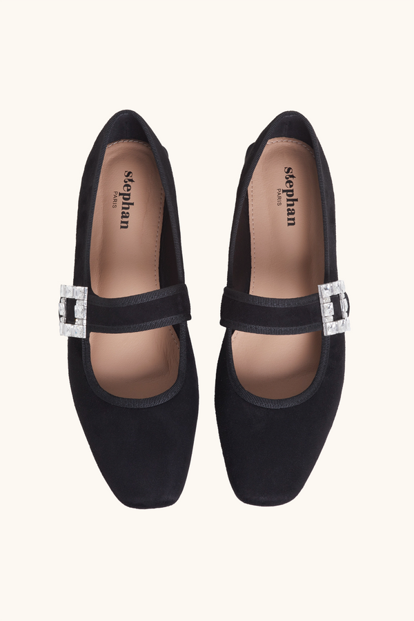 Stephan Ballerines à Boucle Strass Noires