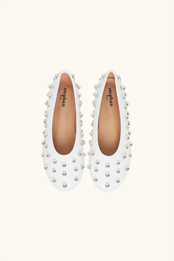 Stephan Ballerines Blanches Cloutées