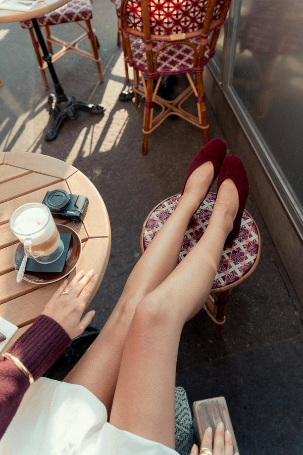 Stephan Ballerines Bordeaux En Suédine