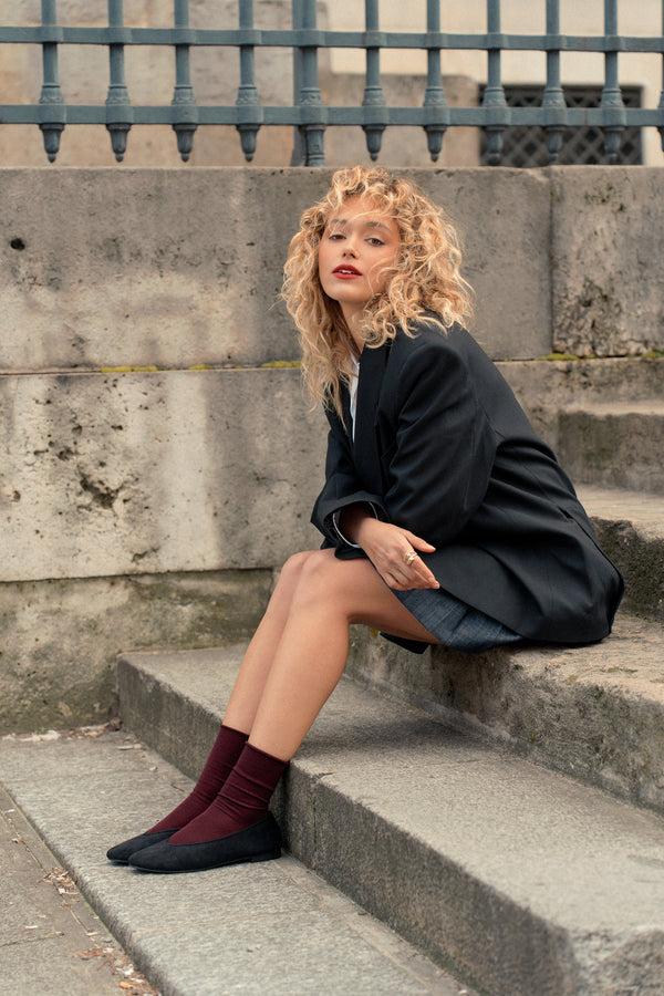 Stephan Ballerines Noires En Suédine