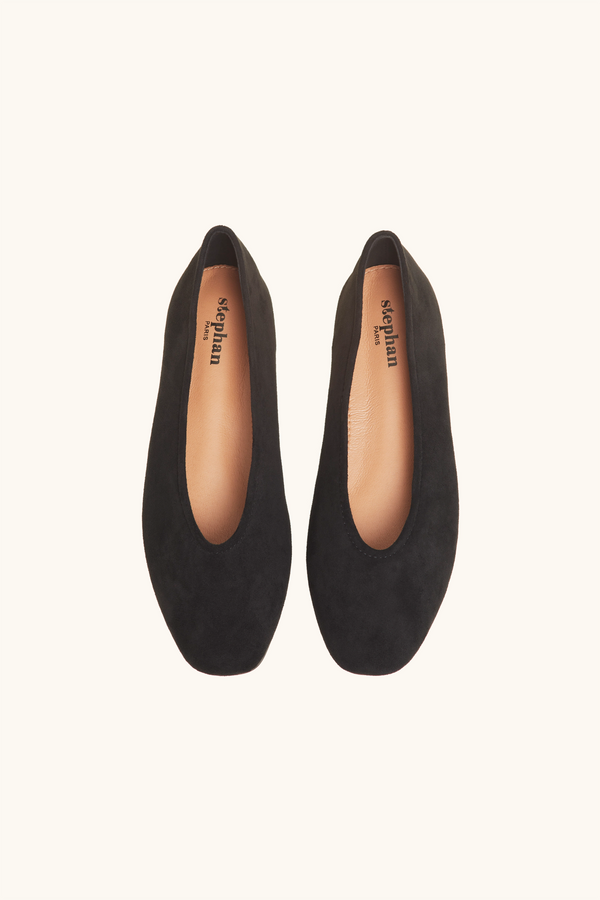 Stephan Ballerines Noires En Suédine