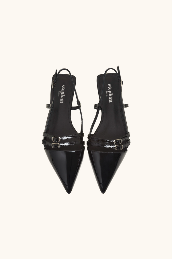 Stephan Ballerines Noires Vernies Ajustable