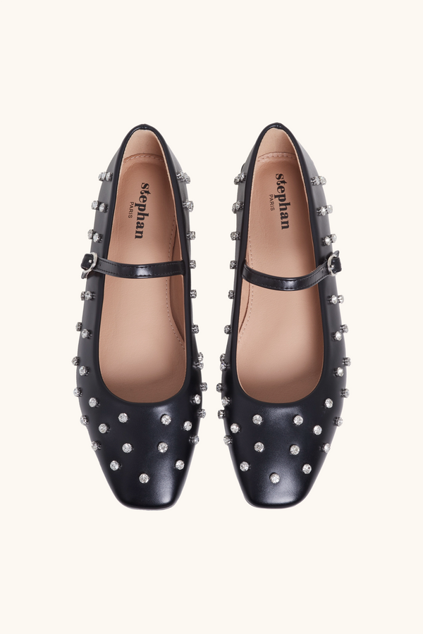 Stephan Ballerines Ornées De Strass Noires