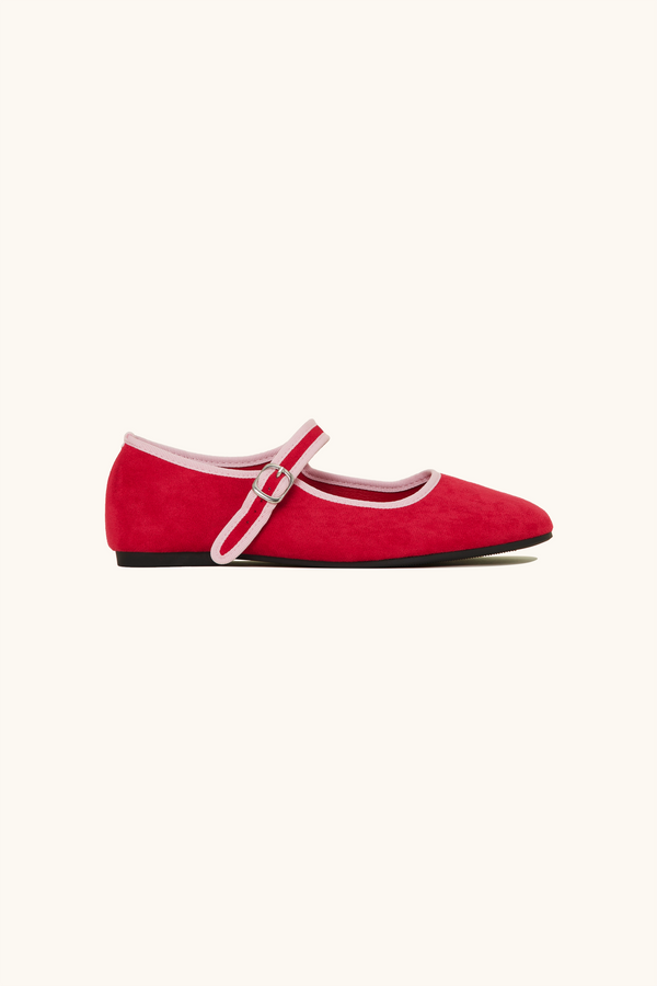 stephan Ballerines rouges en suédine bicolores