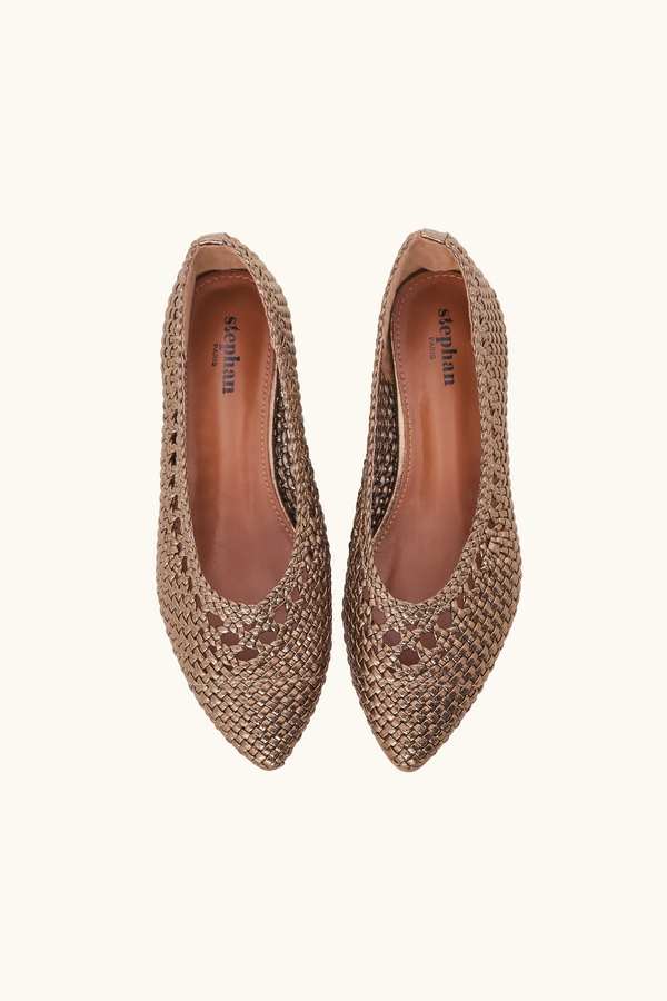 Stephan Ballerines Tressées Bronze